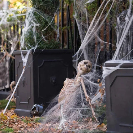 Halloween Elastic Spider Web with Spider Horror Haunted House Yard Scene Arrangement Halloween Party Faux Decorative Props 2025