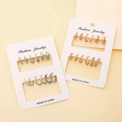 Crystal Hoop Earrings Set