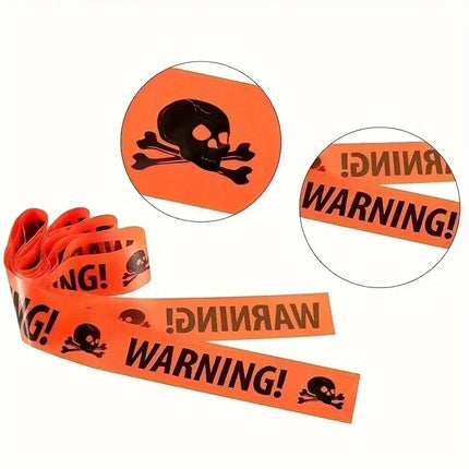 Halloween Danger Tape Yellow Red Barricade Line with Bold Caution Lettering for Horror Party Haunted House Scary Scene Decor