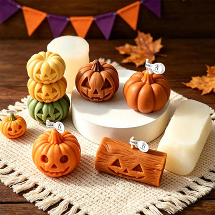 Halloween Mini Ghost Pumpkin Silicone Mold - 3D Stackable Candle Mold for DIY Soap Resin Plaster & Home Decor
