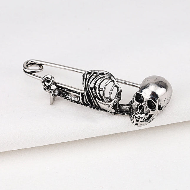 Vintage Halloween Skeleton Brooch Creative Punk Style Retro Skull Pin Clothing Accessories Spooky Gothic Skull Badge Lapel Pins
