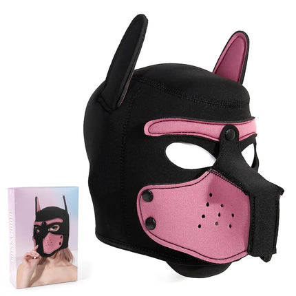 Unisex Halloween Pupply Play Party Sexy Costumes of Men Women Latex Open Mouth Hole Dog Headgear Full Face Fetish Mask Hood