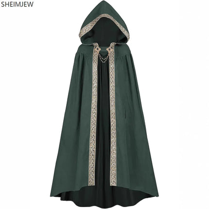 Halloween Retro Pastoral Ribbon Edge Hooded Cloak Medieval Renaissance Lace Cloak Anime Costume Carnival Party Cosplay Jacket