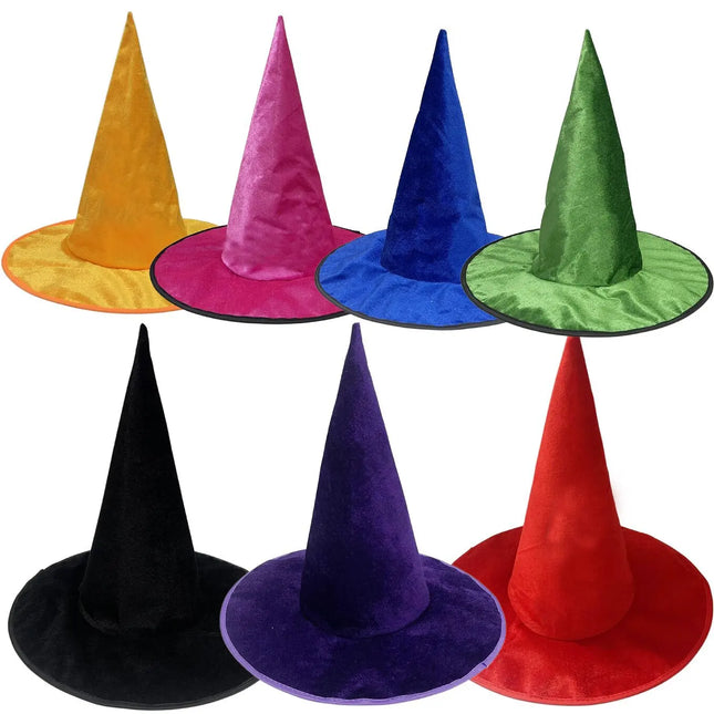 Witch Hat Halloween Colored Flannel Witch Hat Dark Witch Hat Wizard Halloween Witch Hair Accessories for Family Festival Party
