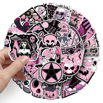 50PCS Kawaii Pink Halloween Ghost Skull Pumpkin Stickers Notebook Guitar Skateboard Waterproof Cute Decorative Stickers
