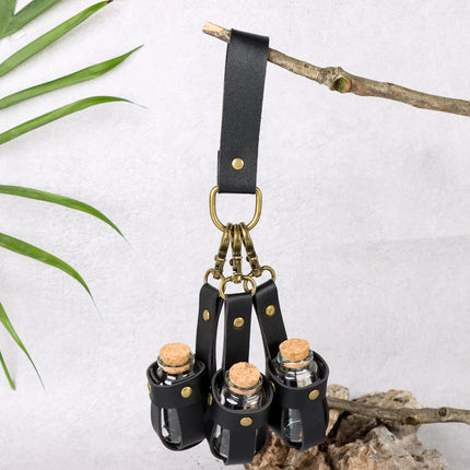 Medieval Cosplay Accessory、Halloween Magic Potion Pendant、PU Leather Cork Bottle Charm、Gothic Potion Vial、Themed Party Halloween