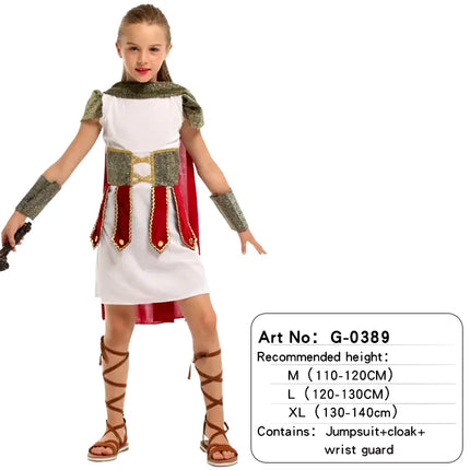 Halloween cosplay children, boys and girls, Roman warrior costumes, ancient Roman Empire soldier cosplay costumes, party costume