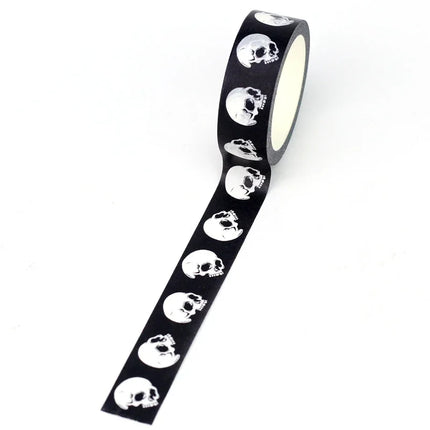 NEW 1PC 10M Decor Halloween Black and White Skull Washi Tape for Scrapbooking Journaing Adhesive Masking Tape Cute Stationery