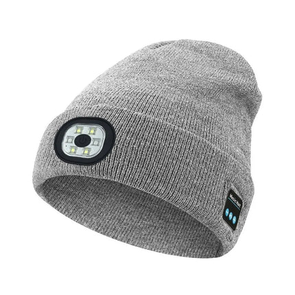 Unique With Light Bluetooth Beanie Hat Removable Headphones Wireless Headphones Speaker Mic Rechargeable LED Light Cap Fishing