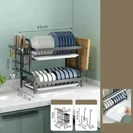 Kitchen dish storage rack, cabinets layered drain rack, tableware, tableware, countertops, sorting storage shelves