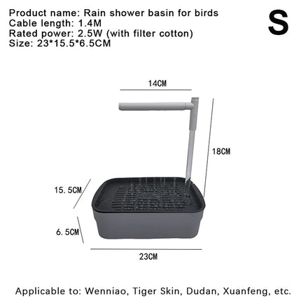 New Automatic Parrot Bird Bath Tub USB Electric Pet Circulating Water Bathtub Shower Fountain Pet Supplies