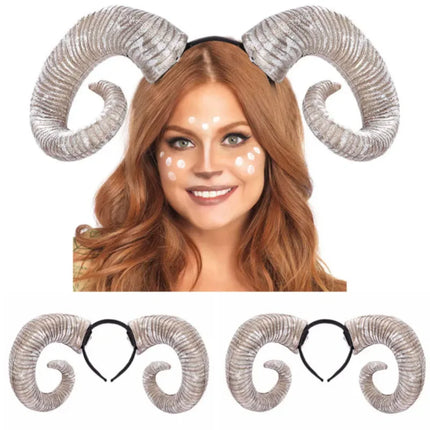 Halloween Headwear Prop Anime Sheep Horn Handmade Sheep Horn Headband Hairband Accessory Demon Evil Gothic Lolita Cosplay