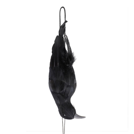 Stimulated Realistic Hanging Crow Black Feathered Bird Halloween Bar Ornaments Scary Prop Outdoor Garden Yard Crow Prop Decor