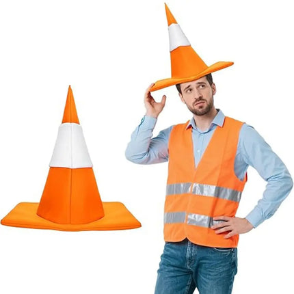 Funny Foldable Traffic Cone Hat Dress Up Masquerade Stage Hat Role Play All Age Halloween Costume Funny Hat Cosplay Event