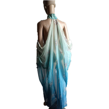 Halloween Costume Women Shawl Cape Cloak Medieval Neck Cape Shawl Cosplay Princess Witch Bride Party Chiffon Light Coat Robe