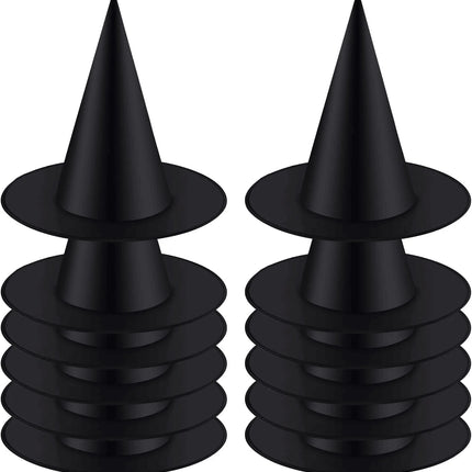 12pcs Halloween Witch Hat Cap Hanging Witch Hat Costume Accessory for Halloween Party Favor, Black