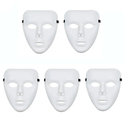 1/5/10PCS Halloween Fancy Dress White Mask,Full Face Anonymous Street Dance Ghost Step Cosplay Masquerade Mask for Hip Hop Dance