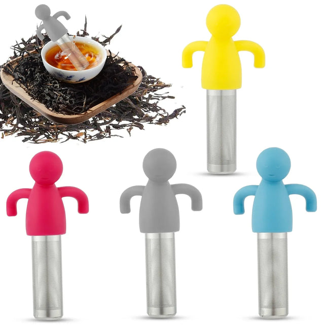 Stainless Steel Tea Sieve New Human Shaped Tea Sieve Kitchen Accessory Filter Accessories Supplies Humidifier Pet Products Bar