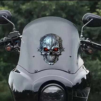 Halloween Skull Stickers Waterproof Skull Stickers in Red Glowing Eyes for Bicycles and Motorcycles Body Decoration Stickers