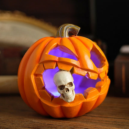 Halloween Ghost Pumpkin Lantern Decor Pumpkin Eating Skull Statue Table Centerpieces for Porches Gardens Patios Ornament