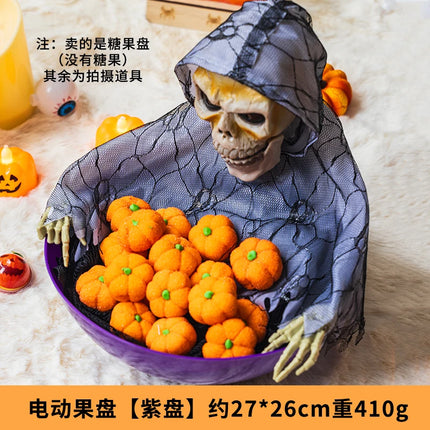 Halloween Decorations Pumpkin Lanterns Desktop Ornaments Glowing Electric Induction Skull Candy Plates Children'S Toys Gifts