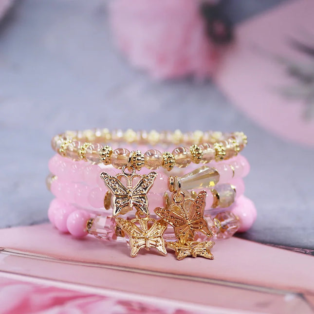 Butterfly Beaded Bracelet Set