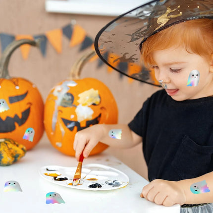 500pcs Halloween Ghost Stickers Roll Ghost Laser Stickers Decorative Self-Adhesive Paper Decals for Halloween Party Favors