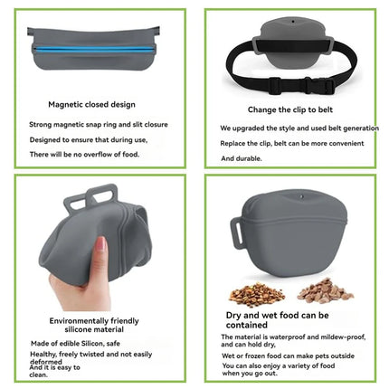 Pet Supplies Silicone Dogs Treat Bag Pet Portable Dog Training Waist Bag Outdoor Feeder Puppy Snack Reward Storage Bag with Belt