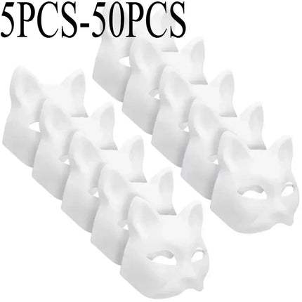 5-50Pcs Cat Fox Mask Halloween Blank Mask Costume for Adults for Holiday Party Role playing accessories