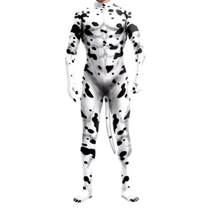 Halloween Costume  Adult Mens Wild Animal Cosplay Costume Full Cover 3D Print Beast Petsuit Jumpsuit Bodysuit Tail