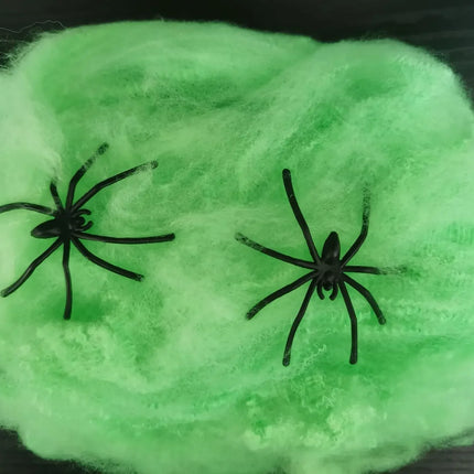 Halloween Elastic Spider Web with Spider Horror Haunted House Yard Scene Arrangement Halloween Party Faux Decorative Props 2025