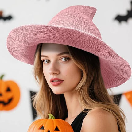 Halloween Witch Hat Long Point Hat Knitted Cap for Women Halloween Party Hat Magical Hat Festival Party Cosplay Decoration