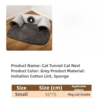 New U-shaped tunnel cat bed with removable and washable cat bed fun cat mat for hide seek suitable for all seasons pet supplies