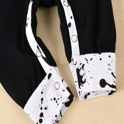 Halloween Newborn  Baby Boy Clothes Infant Baby Boy Romper Long-Sleeve Hooded Cotton Letter Print Nightmare Jumpsuit