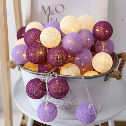 Halloween Cotton Garland Balls Lights String Christmas Outdoor Hanging Party Baby Kids Room Bed Fairy Lights Wedding Decorations
