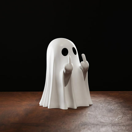 Halloween Middle Finger Cute Ghost Statue Small Scary Ghost Figurines Home Decorations Coffee Table Centerpieces Shelf