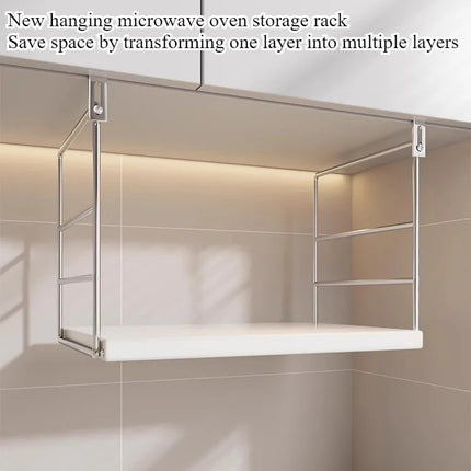 Kitchen Microwave Oven Shelf Wall Mounted Oven Rice Cooker Multifunctional Hanging Cabinet Bracket Free Punching Storage Rack