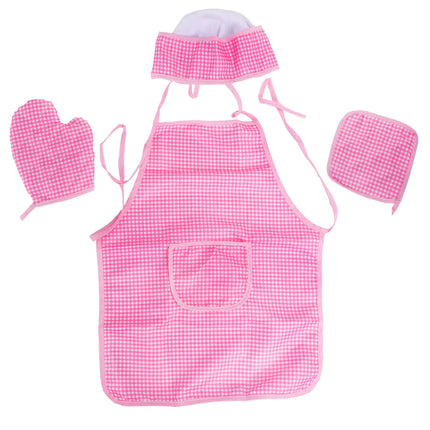 Children Playing House Role-Playing Kitchen Boys And Girls Dressing Up Clothes Chef Set Baking Cooking Tools Plaid Apron Toys