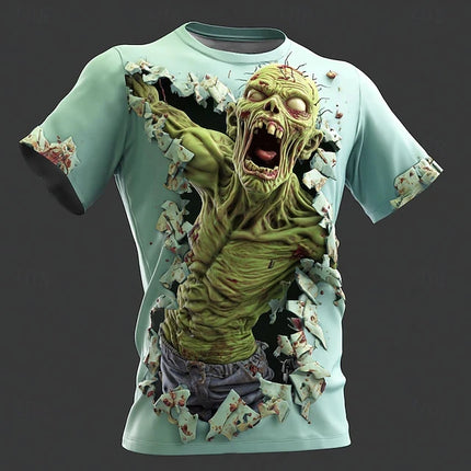 Halloween Skeleton 3D Printed  Men's T-shirt Summer Outdoor Casual Horror Pattern Short Sleeve Top Y2k Men Clothing