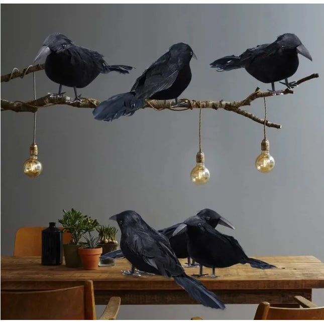 Realistic Artificial Crows Party Ornament Halloween Decorations 2023 Halloween Party Props Horror Crow Decoration 6pcs