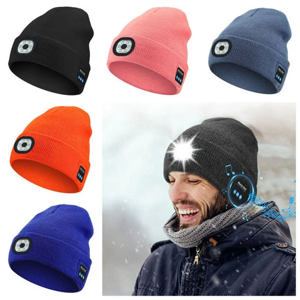 Unique With Light Bluetooth Beanie Hat Removable Headphones Wireless Headphones Speaker Mic Rechargeable LED Light Cap Fishing