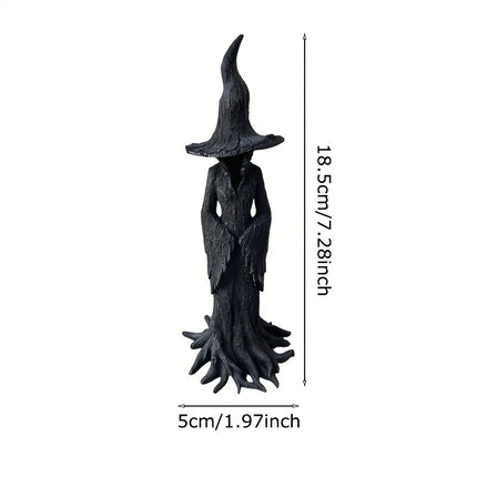 Dark Style Halloween Witch Statue Resin Desktop Ornament Retro Gothic Horror Decor Home Party Decoration Collectible Figurine