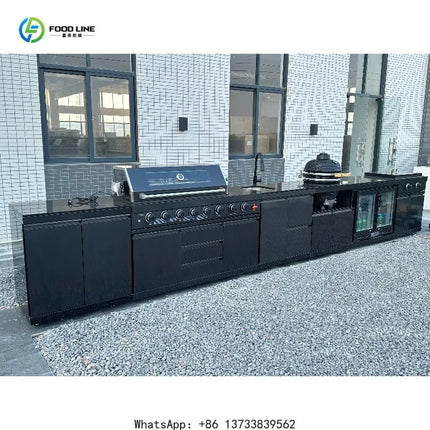 Customized Mobile Kitchen Backyard Cooking Station Outdoor BBQ Grill Modern Design With Sink Refrigerator