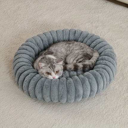 Warm Round Donut Cat Bed Ultra Soft Plush Pet Nest Cozy Deep Sleep Bed for Small Medium Cats Dogs Pet Supplies