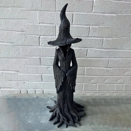 Dark Style Halloween Witch Statue Resin Desktop Ornament Retro Gothic Horror Decor Home Party Decoration Collectible Figurine