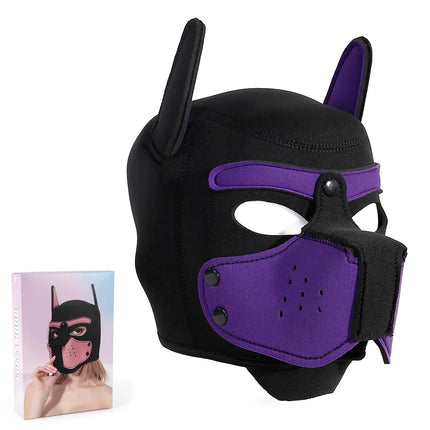 Unisex Halloween Pupply Play Party Sexy Costumes of Men Women Latex Open Mouth Hole Dog Headgear Full Face Fetish Mask Hood
