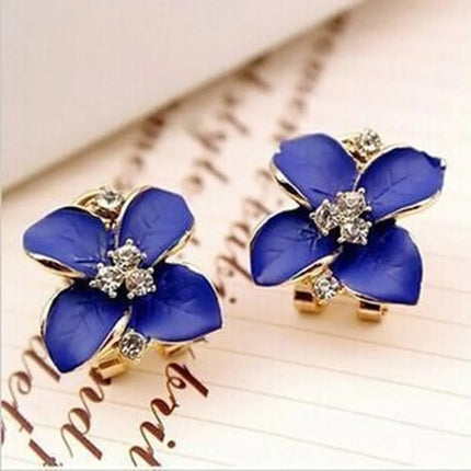 Blue Crystal Flower Earrings