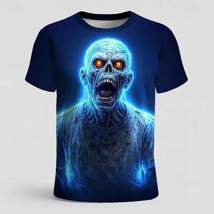 Halloween Skeleton 3D Printed  Men's T-shirt Summer Outdoor Casual Horror Pattern Short Sleeve Top Y2k Men Clothing
