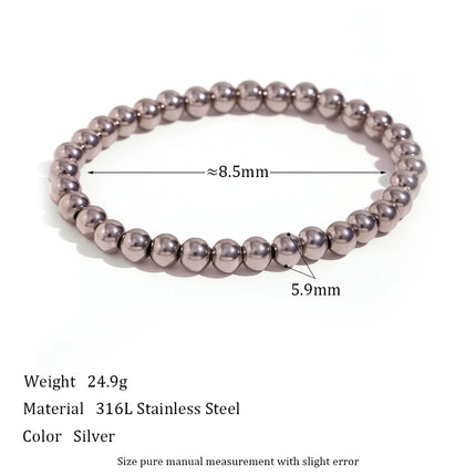 E.B.belle Gold Plated Silver Color Elastic Beads Bracelets Bangles For Woman Waterproof Stainless Steel Beaded Chain Bracelet