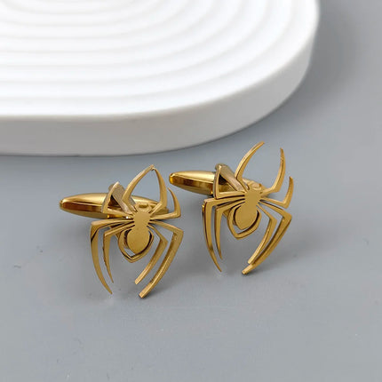 Halloween spider gold-plated cufflinks, French shirt cuff accessories, black stainless steel suit dressing, formal matching